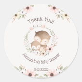 Sticker Rond Merci de de Baby shower de Chouette de la Forêt F (Devant)