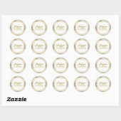 Sticker Rond Merci De Dentelle Or Et Blanc Paisley (Feuille)