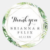 Sticker Rond Merci de destination géométrique Faveur de mariage (Devant)