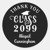 Sticker Rond Merci de diplôme Fancy Classe Année Nom du script (Devant)