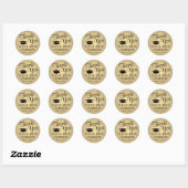 Sticker Rond Merci de diplôme Script Black & Gold Faux Foil (Feuille)