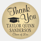 Sticker Rond Merci de diplôme Script Black & Gold Faux Foil (Devant)
