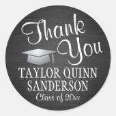 Sticker Rond Merci de diplôme Script brossé noir & blanc (Devant)