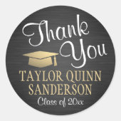 Sticker Rond Merci de diplôme Script brossé noir et or (Devant)