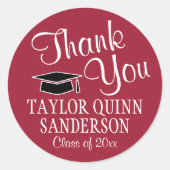 Sticker Rond Merci de diplôme Script rouge noir et blanc (Devant)