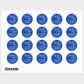 Sticker Rond Merci de diplôme Script Royal Bleu et blanc (Feuille)