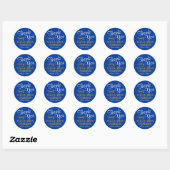 Sticker Rond Merci de diplôme Script Royal Blue Gold Jaune (Feuille)