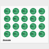 Sticker Rond Merci de diplôme Script vert blanc et noir (Feuille)