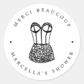 Sticker Rond Merci de douche Lingerie Noire moderne (Devant)