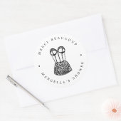 Sticker Rond Merci de douche Lingerie Noire moderne (Enveloppe)