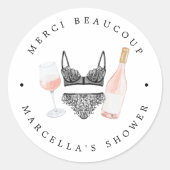 Sticker Rond Merci de douche Rosé et Lingerie (Devant)