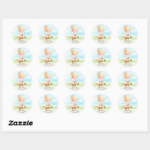 Sticker Rond Merci de ferme de Baby shower d'aquarelle (Feuille)