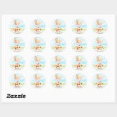Sticker Rond Merci de ferme de Baby shower d'aquarelle (Feuille)