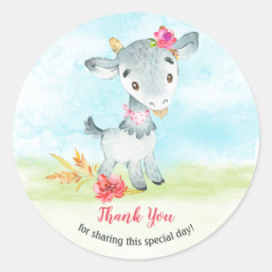 Sticker Rond Merci de ferme de chèvres écolières