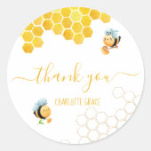 Sticker Rond Merci de fête d'anniversaire d'abeilles (Devant)