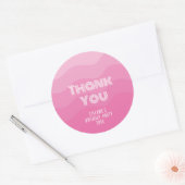 Sticker Rond Merci de fête d'anniversaire de fille rose (Enveloppe)