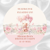 Sticker Rond Merci de fête d'anniversaire de la fille rose