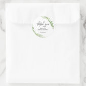 Sticker Rond Merci de Fête des mariées de  de couronne botaniqu (Sac)