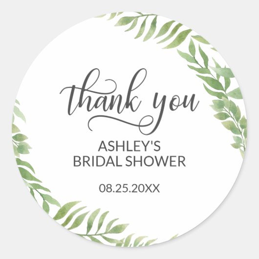 Sticker Rond Merci de Fête des mariées de  de couronne botaniqu (Devant)