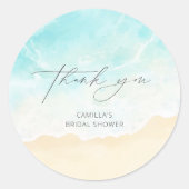 Sticker Rond Merci de Fête des mariées de plage (Devant)