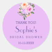 Sticker Rond Merci de Fête des mariées de  rose-chaud (Devant)