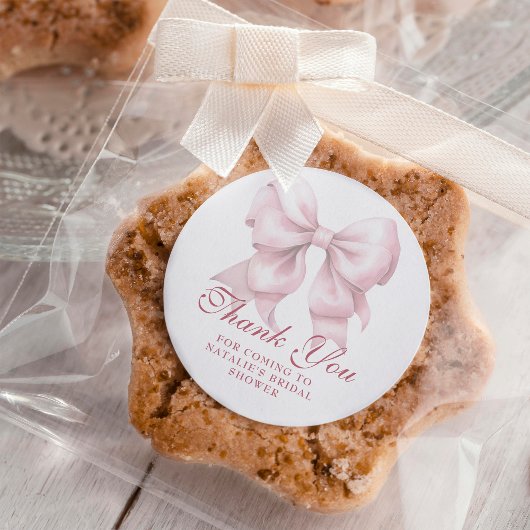Sticker Rond Merci de Fête des mariées de  rose personnalisé