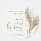 Sticker Rond Merci de Fête des mariées en laiton Boho Fluffy Pa (Devant)