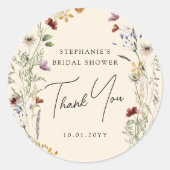 Sticker Rond Merci de Fête des mariées Fleur sauvage Boho (Devant)