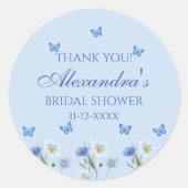 Sticker Rond Merci de Fête des mariées Fleur sauvage papillon (Devant)
