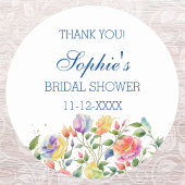 Sticker Rond Merci de Fête des mariées floral rose Lilac