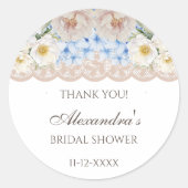 Sticker Rond Merci de Fête des mariées Peony Blue Hydrangea (Devant)