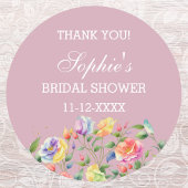 Sticker Rond Merci de Fête des mariées Rose Lilac moderne