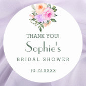 Sticker Rond Merci de Fête des mariées Rose Lilac rose
