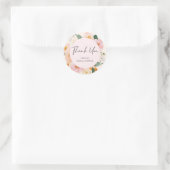 Sticker Rond Merci de Fête des mariées rose moderne (Sac)