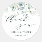 Sticker Rond Merci de feuillage vert aquarelle (Devant)