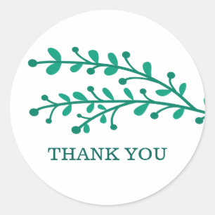 Sticker Rond Merci de feuillage vert simple