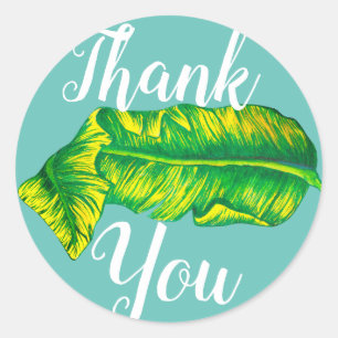 Sticker Rond Merci de feuille de banane tropicale