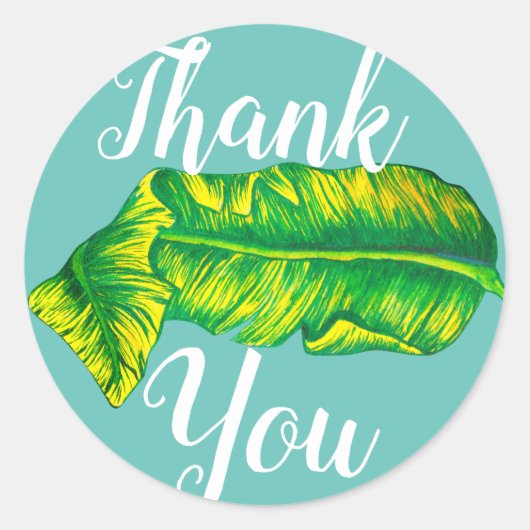 Sticker Rond Merci de feuille de banane tropicale (Devant)