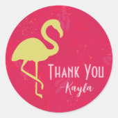 Sticker Rond Merci de Flamant rose de néon tropical (Devant)