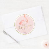Sticker Rond Merci de Flamant rose rose (Enveloppe)