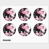 Sticker Rond Merci de Flamant rose rose noir moderne (Feuille)