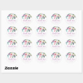 Sticker Rond Merci de fleurs d'aquarelle Mariage d'anniversaire (Feuille)