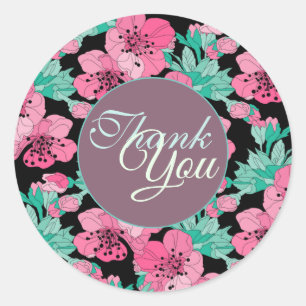 Sticker Rond Merci de fleurs de cerisier décoratif à la main