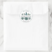 Sticker Rond Merci de forêt de pins rustiques Mariage (Sac)