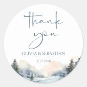 Sticker Rond Merci de forêt rustique d'hiver (Devant)