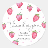 Sticker Rond Merci de fraise Baby shower doux Berry (Devant)