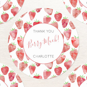 Sticker Rond Merci de fraise personnalisé