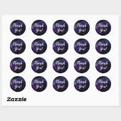 Sticker Rond Merci de galaxie cosmique violet (Feuille)