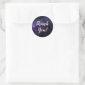 Sticker Rond Merci de galaxie cosmique violet (Sac)