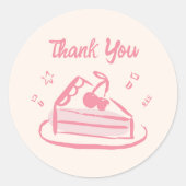 Sticker Rond Merci de gâteau à la main de gribouillis rose (Devant)